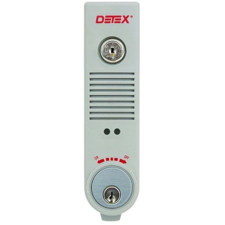 Detex Surface Mount Battery Powered 100DB Door Prop Alarm w/Internal Magnetic Door Contacts and Grey Box EAX300GRY